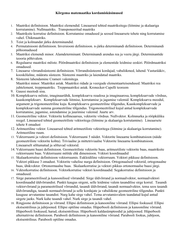 Lineaaralgebra konspekt