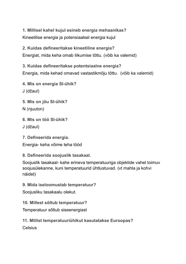 Mehaanika kordamisküsimused