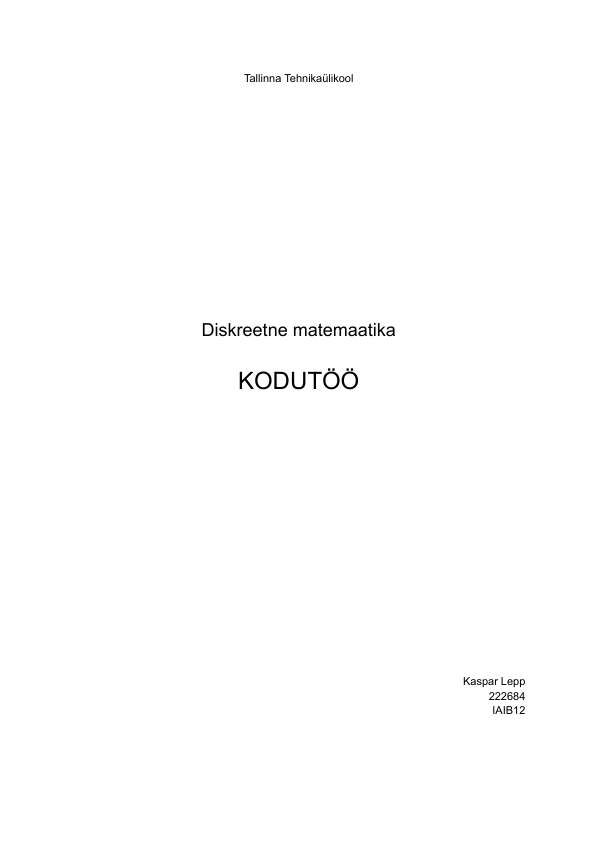 Diskreetse matemaatika kodutöö