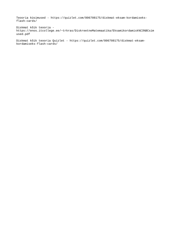 Useful links for the exam