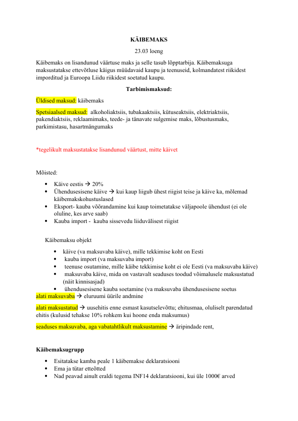 Käibemaks konspekt