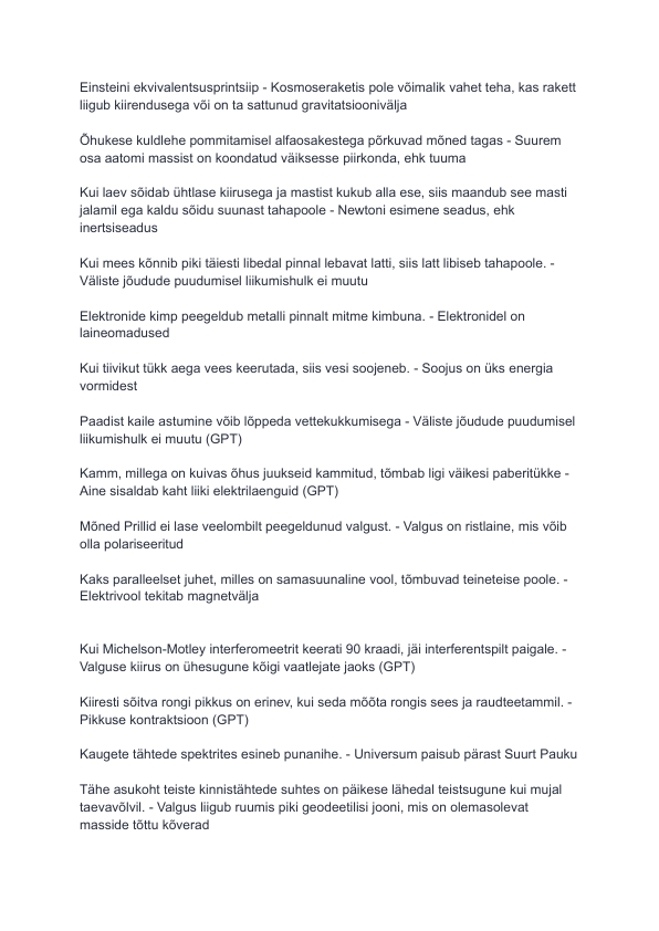 Füüsika mittefüüsikutele test 2