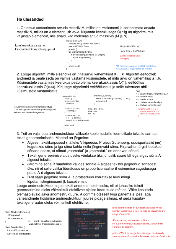 H6 harjutusülesanded sorteerimine