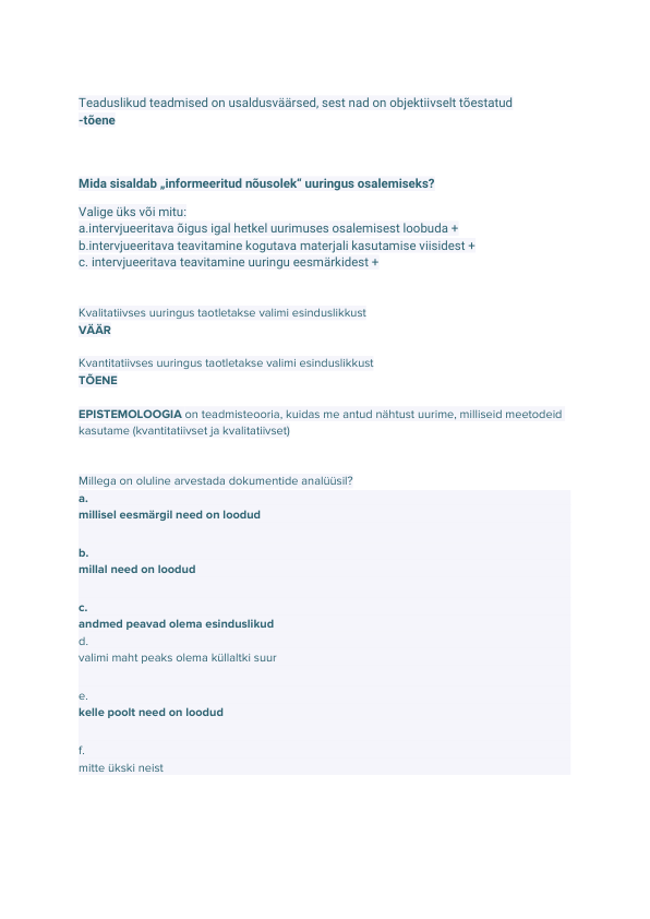 Äriuuringute alused proovieksami vastused
