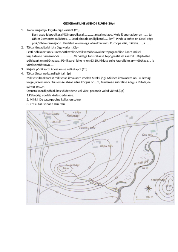 KT Geograafiline asend I , II