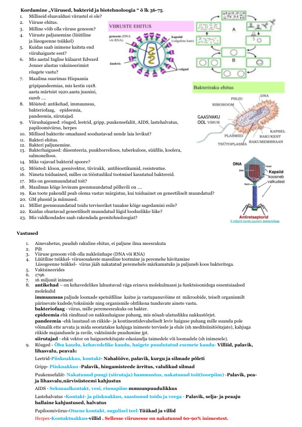 Kordamine viirused bakterid ja biotehnoloogia