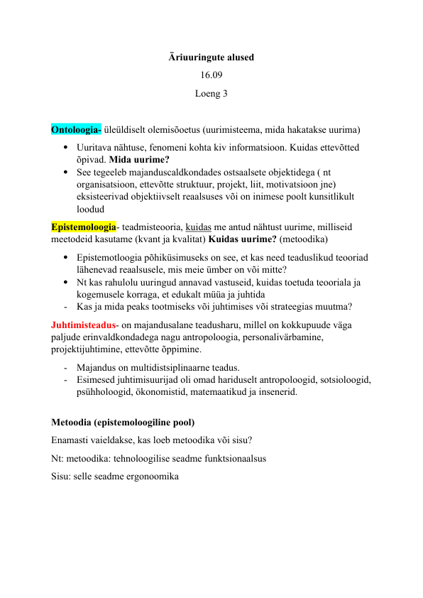 Äriuuringute alused loengute konspekt