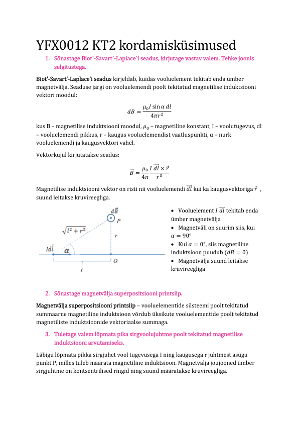YFX0012 KT2 kordamisküsimused