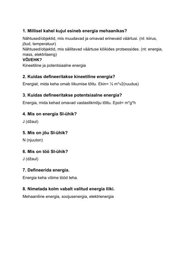 Energia kordamisküsimused