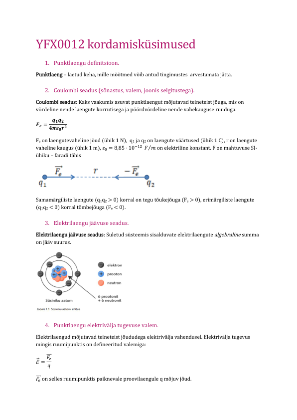 YFX0012 I KT kordamisküsimused